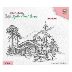 (IFS058)Nellie`s Choice Clearstamp - Wintery scene with house and trees